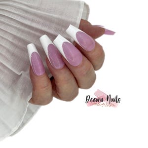 Reusable Press On Nails BABY Shock Absorber Nails Sheer Pink Nails White French Nails Gloss Gloss Nails False Nails Long Nails Short Nails