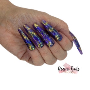 Reusable Press Ons Nails Galaxy Nails Iridescent Rainbow Nails Purple Nails Nails Faux Nails False Nails