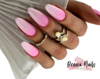 Handmade Ombre Press On Nails: Pink Baby Boomer Gel Nails