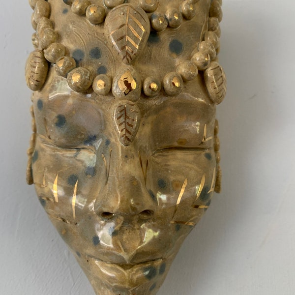 Divine Goddess in ceramic with Gold lustre tribal markings.