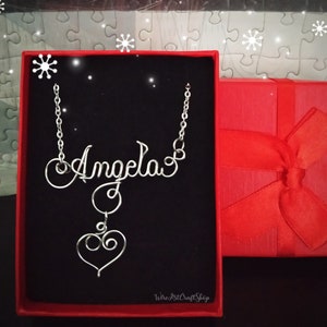 Collar con nombre personalizado · Acero inoxidable · Collar con nombre de alambre · Joyería de alambre · Cadena · Letras e iniciales · Sorpresa · Joyería manuscrita