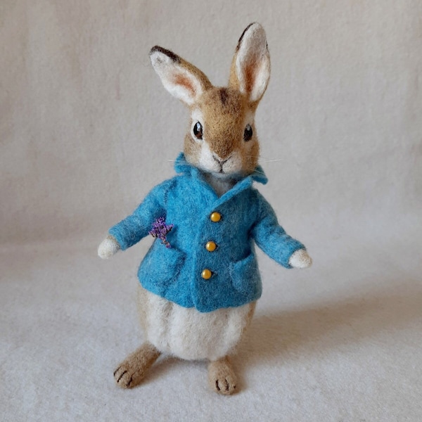 Peter Rabbits Beatrix Potter Пасха Кролик из шерсти войлочной скульптуры животного. Пасхальное украшение, подарок.