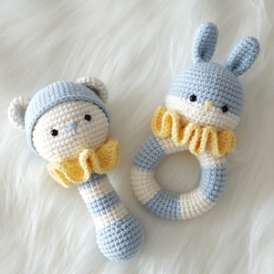Wzór na grzechotkę Bunny & Bear / Wzór na Amigurumi