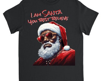 黒のサンタクロースシャツ クリスマスTシャツ