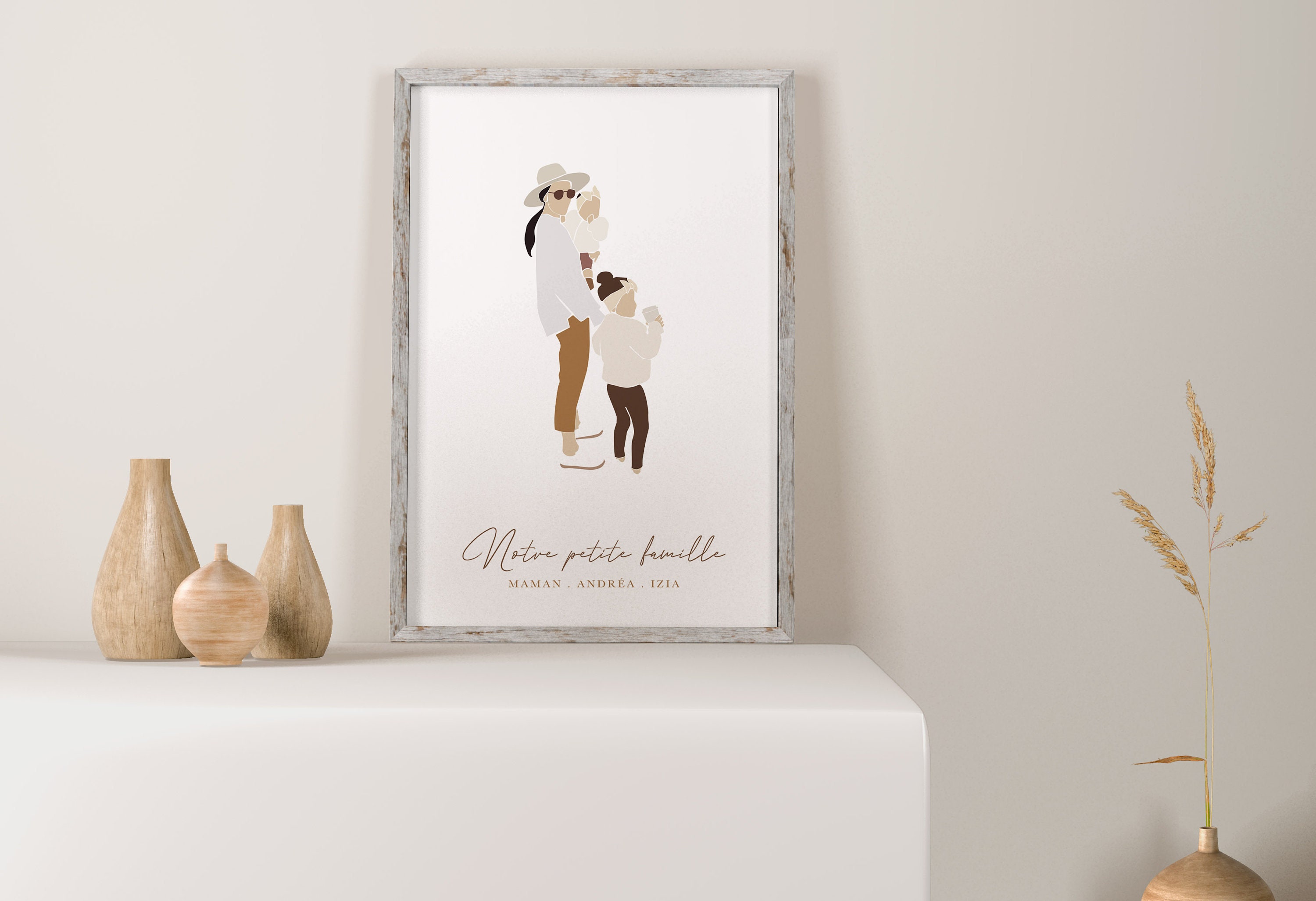 Affiche Personnalisée, Portrait Famille, Enfants, Décoration Murale