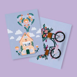 Set of 2 cards | House and Bike