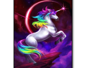 CANDYL Paint by Number Unicorn Pony DIY Oil Painting Paint by Number Kit for Kids Adults Canvas Painting by Numbers Arts Craft for Home Wall Decoration Paint by Number Unicorn Colorful Horse 16x20 Inc