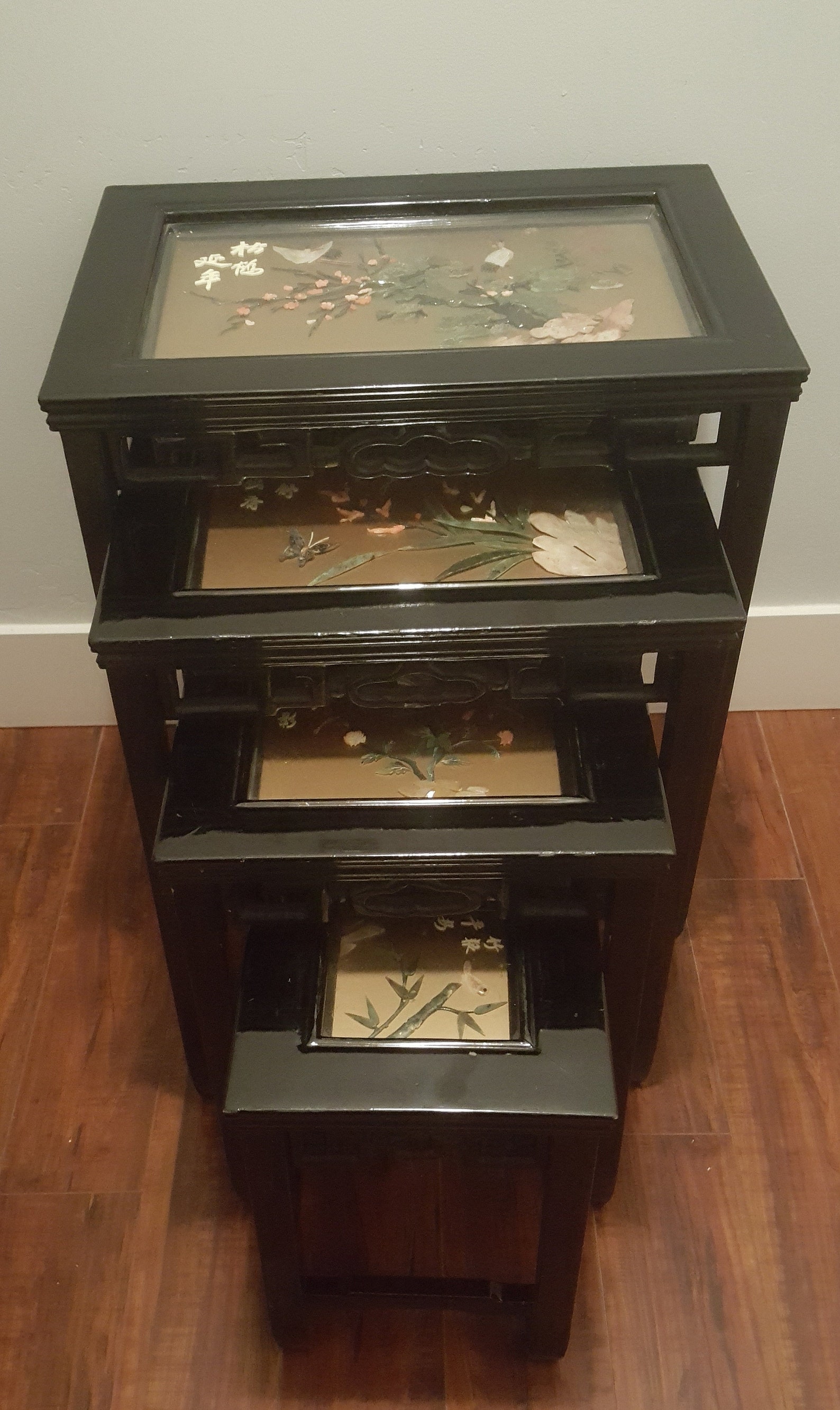 Vintage Oriental Themed Nesting Tables Set of 4 Jade pieces Etsy