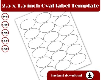 Oval Sticker Template Oval Label Template Oval Template | Etsy