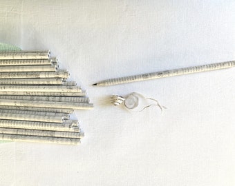 24 Newspaper Pencils Made From Recycled Newspaper - FREE SHIPPING