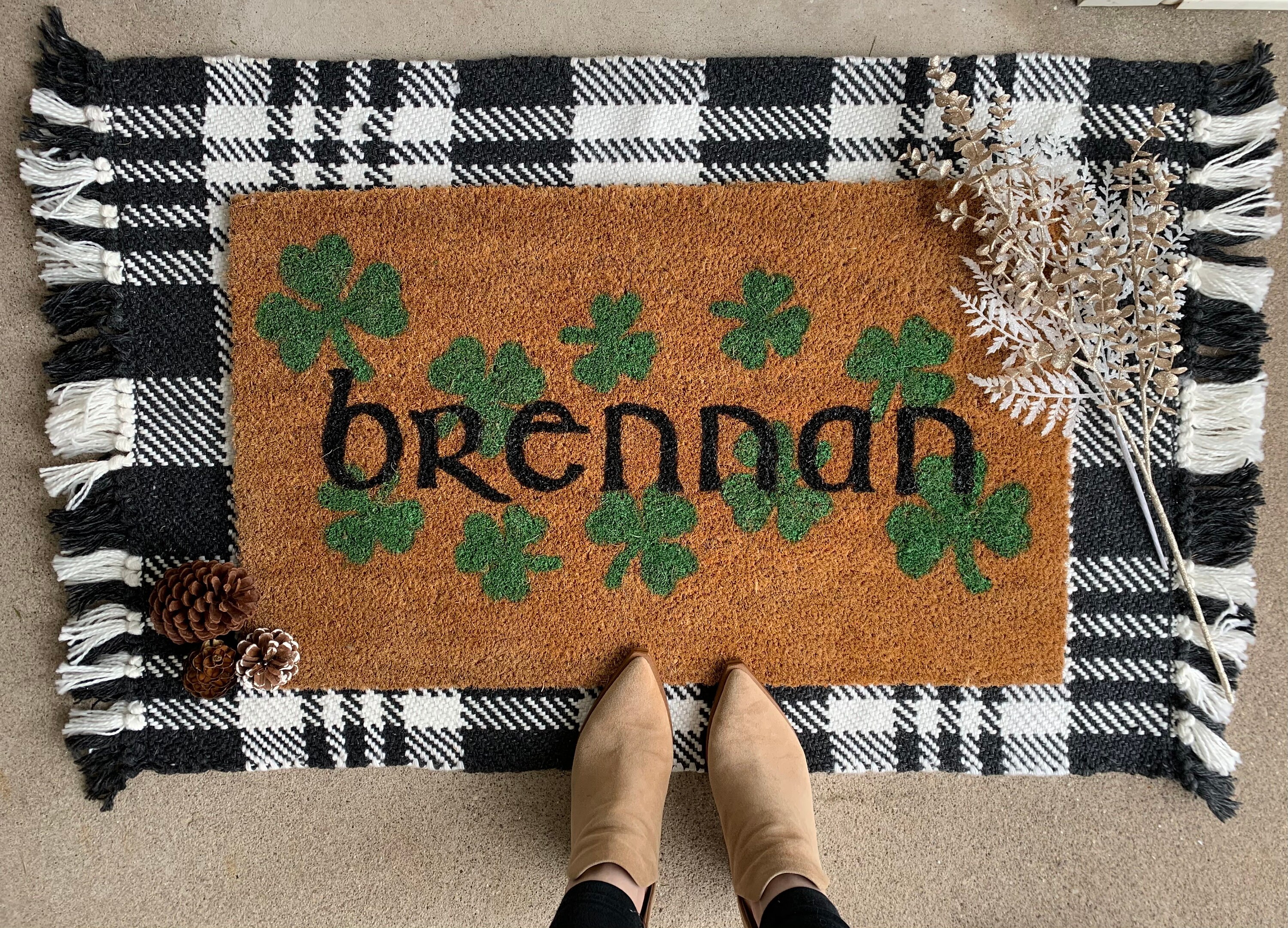 Family Name Doormat Irish Doormat Shamrock Doormat Hand Etsy