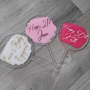 Custom Made Personalised Acrylic Cake Topper for Birthdays and Celebrations