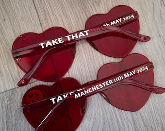 Festival Coloured Heart Shaped Sunglasses, Custom Personalised UK Festival Outfit Accessories, Concert Sunglasses
