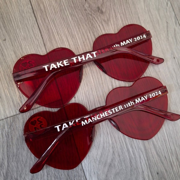 Festival Coloured Heart Shaped Sunglasses, Custom Personalised UK Festival Outfit Accessories, Concert Sunglasses