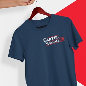 Koszulka Carter Mondale Tee Jimmy Carter Retro 1976 Campaign z nadrukiem na klatce piersiowej