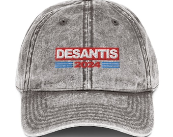 DeSantis 2024 Hat - Ron DeSantis Vintage Embroidered Cap