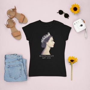 RIP Queen Elizabeth T Shirt, Rest In Peace Elizabeth II, RIP Her Majesty The Queen, Queen Of England Women's Fit  Tee