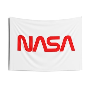 Nasa Worm Logo Flag, United States Space Indoor Wall Tapestries
