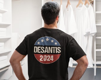 Ron DeSantis 2024 Shirt Vintage Style Back Print Short Sleeve T-Shirt