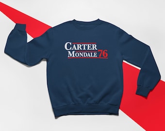 Carter Mondale Shirt Jimmy Carter Retro 1976 Campaign Chest Print Crewneck Sweatshirt