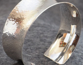 Silver bangle, hammered finish
