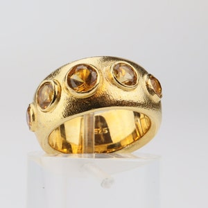 Ring silver plated with 5 citrines gold