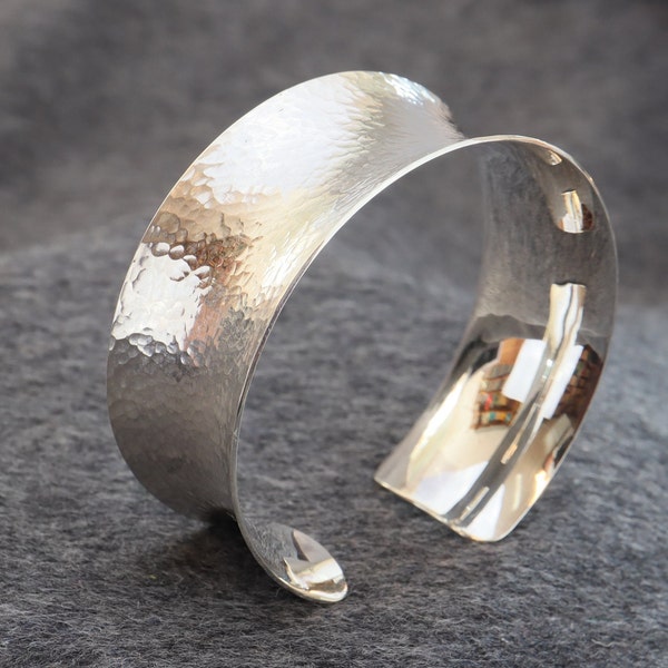 Bangle cuff silver hammered