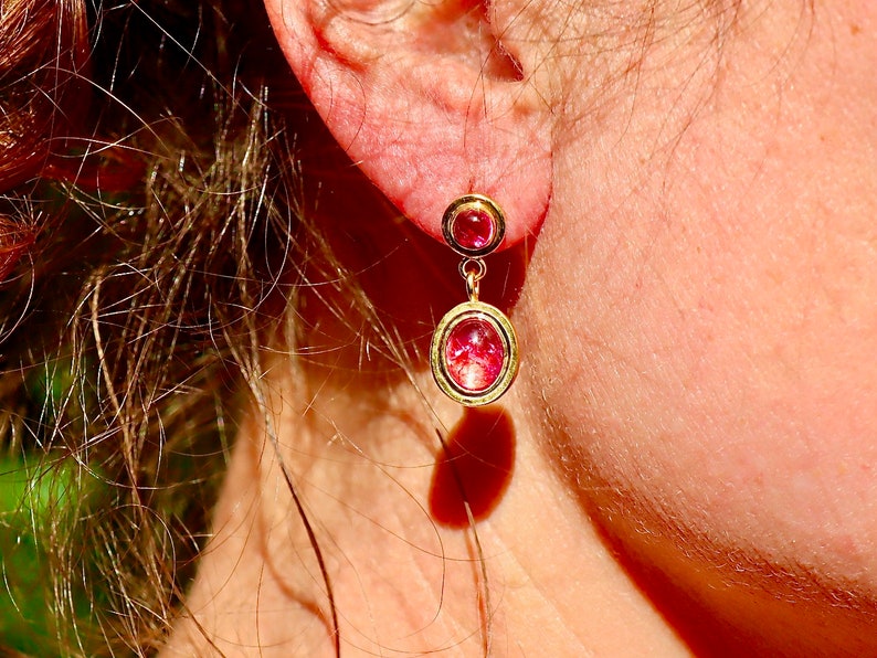 Earrings / studs tourmaline silver gold plated image 3