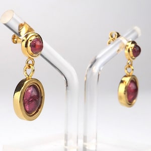 Earrings / studs tourmaline silver gold plated image 1