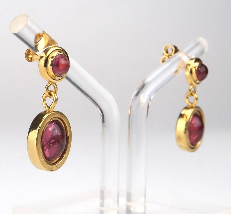 Earrings / studs tourmaline silver gold plated image 1