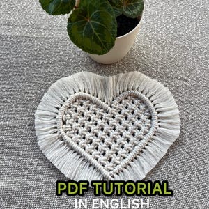 Makramee Herz Anleitung PDF, Anfänger Makramee Muster, Schritt für Schritt DIY Makramee Herz, digitaler Download