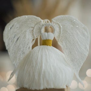 Macrame angel, amazing wedding table decor, White macrame 3D angel, boho angel, wedding gift, Gift for mom
