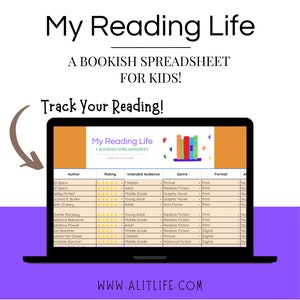 Mi vida lectora: una hoja de cálculo librería para niños Registro de lectura digital de Google Sheets - Datos de lectura automática - TBR digital - Desafío de lectura