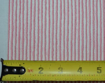 Wavy Pink Pinstripe /  100% Cotton Vintage Curtain Fabric / 56&quot; Wide / Lightweight / Preppy Grannny Shabby Cottage Chic