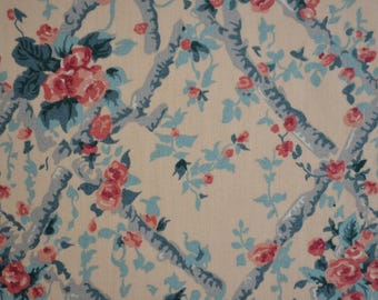 Apprx. 50 yards available / Vintage Rose Trellis Chintz Fabric / Cyrus Clark / Cotton / Cottage Core, Shabby Chic