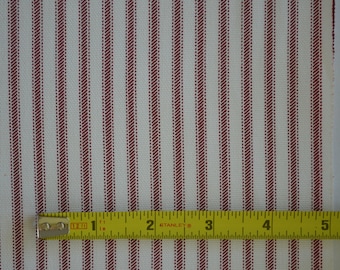 30+ yards avail / CRANBERRY & WHITE Stripe Print / 100% Cotton Broadcloth/ 56&quot; Wide/ Pinstripe