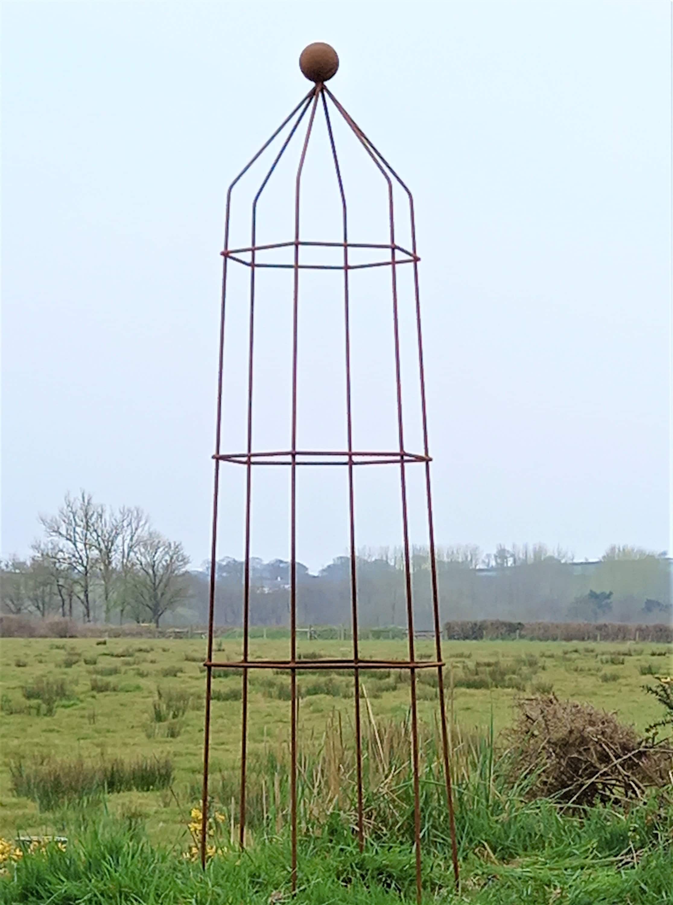 Obelisks Large Metal Garden Obelisk With Ball Top Rustic Etsy UK