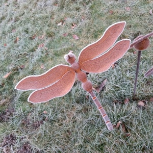Dragonfly Wind Balancer, Decorative Garden Stake, Rusty Garden Art, Rustic Dragonfly