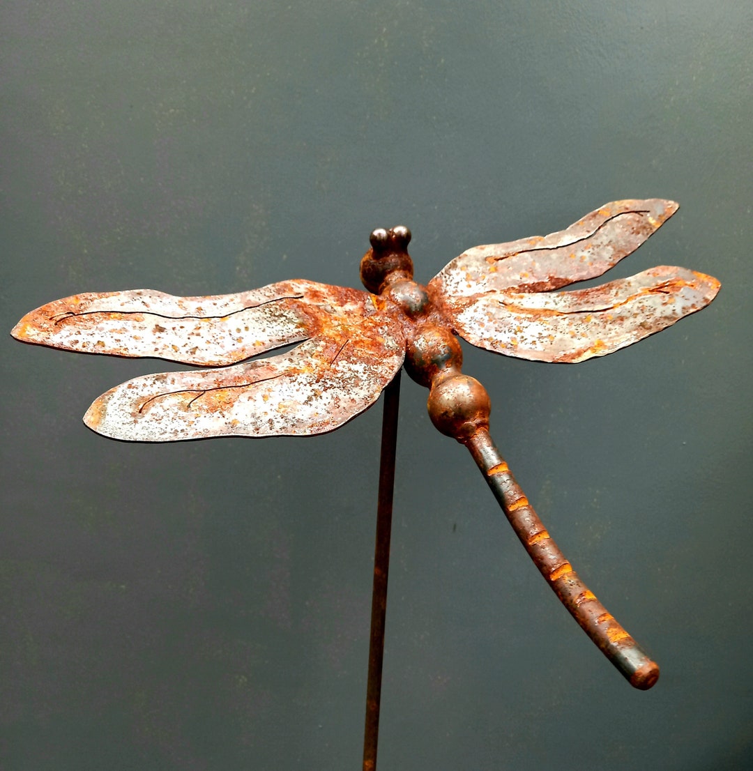 Rustic Dragonfly Garden Stake Decorative Garden Stake Rusty Etsy UK