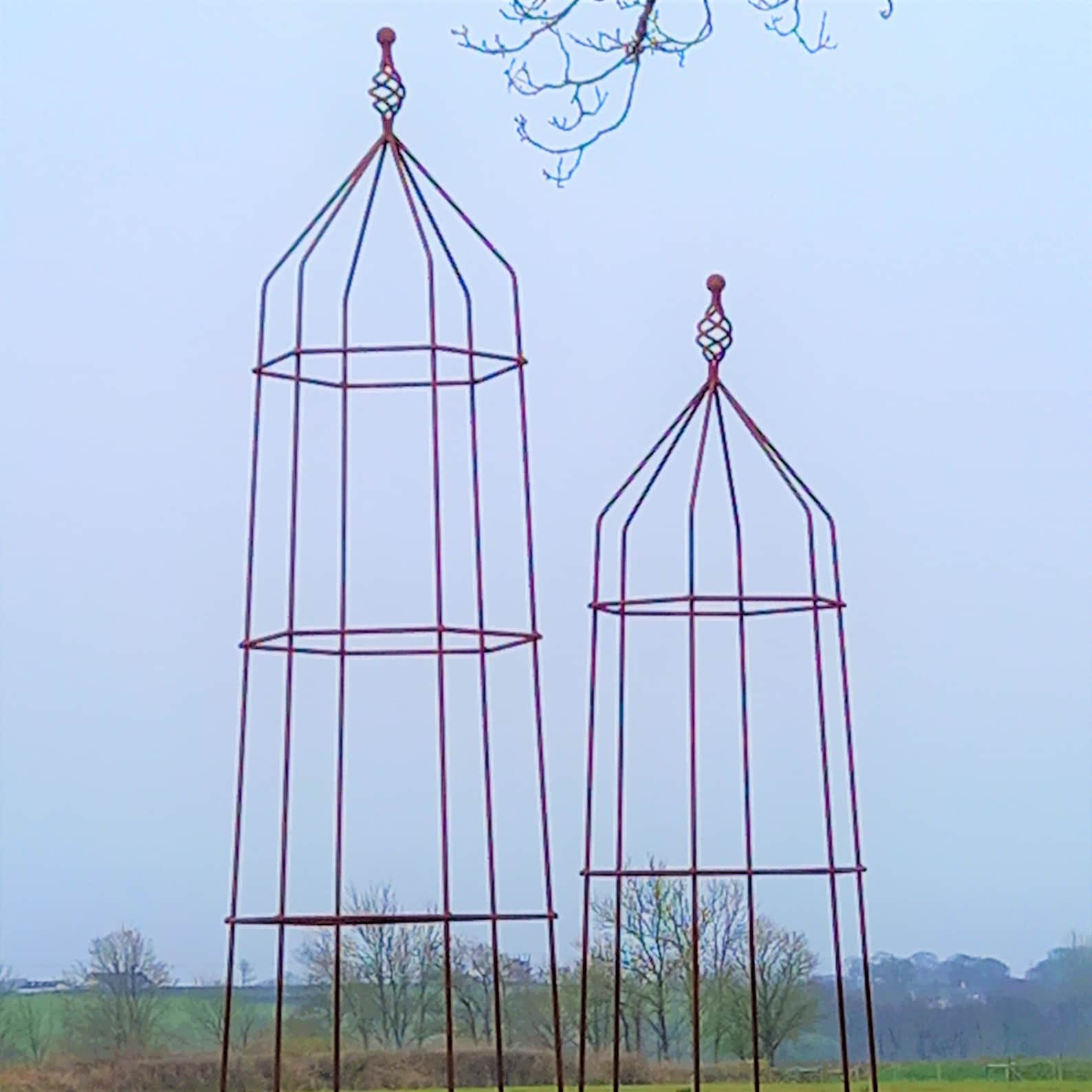 Obelisks Large Metal Garden Obelisk With Twist Top Rustic Etsy UK