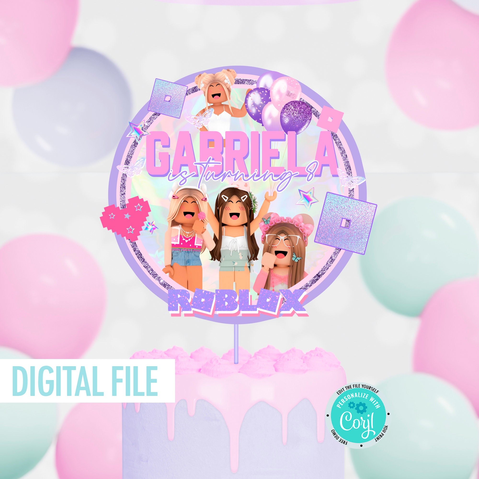 Editable T-shirts design Roblox GirlKids Birthday Printable -  Portugal