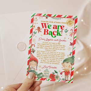 Hello Letter from Elves Editable Template, Christmas We're Back Elves Arrival Note, Elf Visiting Letter Welcome Traditions We Are Back