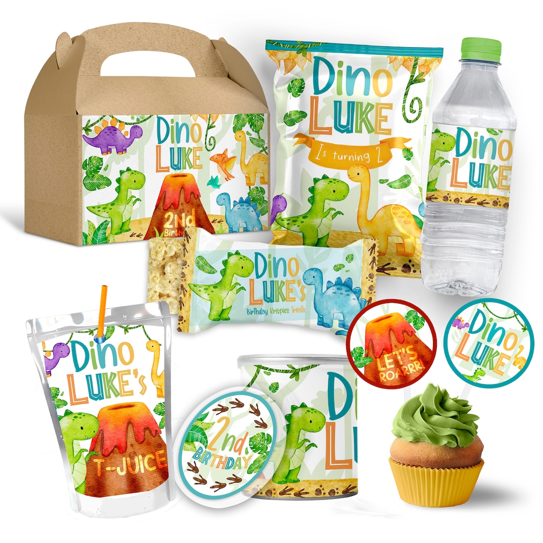 EDITABLE Dinosaur Birthday Decoration Favors Bundle, Dinosaur Boy ...