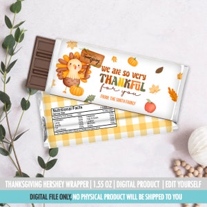 turkey Thanksgiving Candy Bar Wrapper, Thanksgiving Chocolate Bar Wrapper, PRINTABLE, Turkey Thanksgiving Chocolate Bar Wrapper Label