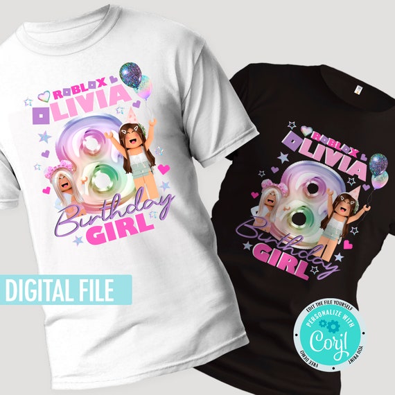 Editable T-shirts design Roblox GirlKids Birthday Printable 