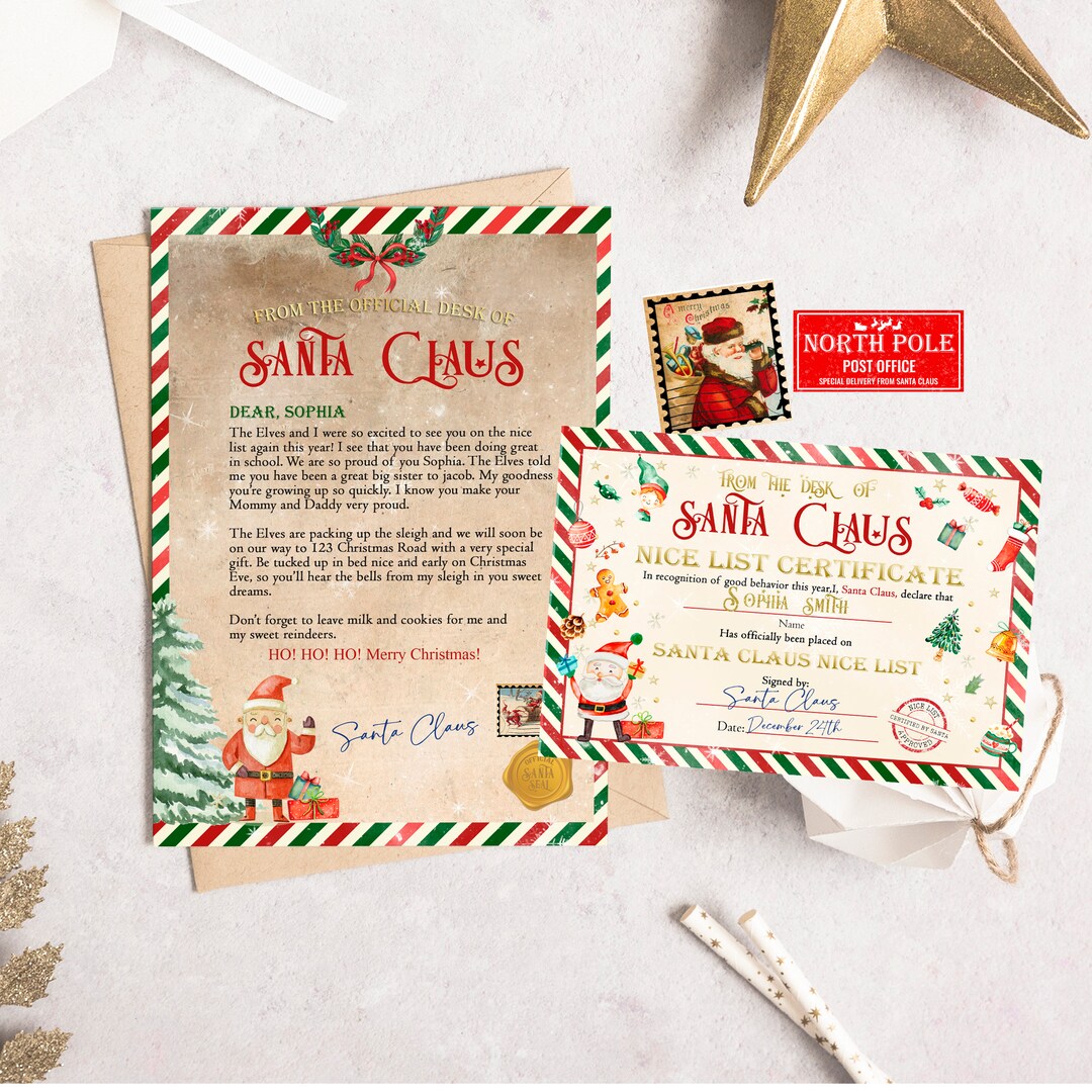 EDITABLE Official Letter From Santa Claus and Official Nice List ...