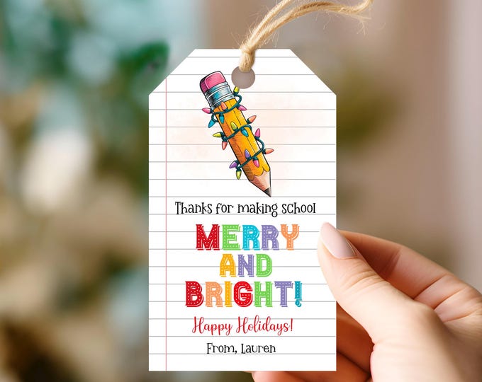 Christmas Thanks for Making School Merry and Bright Tag Holiday Winter ...