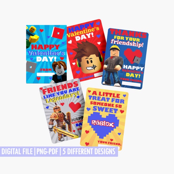 Roblox Digital Valentines |視頻遊戲|羅布洛克（Roblox）情人學校| roblox卡情人節|即時下載|遊戲者情人節可打印