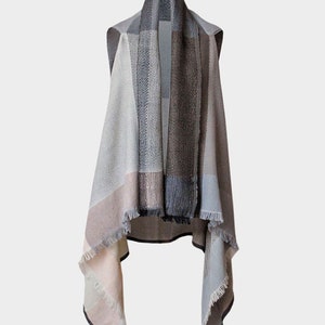 Womens Light Grey Soft wool multifunctional Cape poncho wrap chic natural shawl, dress, jacket, hoodie. size fits all perfect to gift. image 6