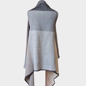 Womens Light Grey Soft wool multifunctional Cape poncho wrap chic natural shawl, dress, jacket, hoodie. size fits all perfect to gift. image 7